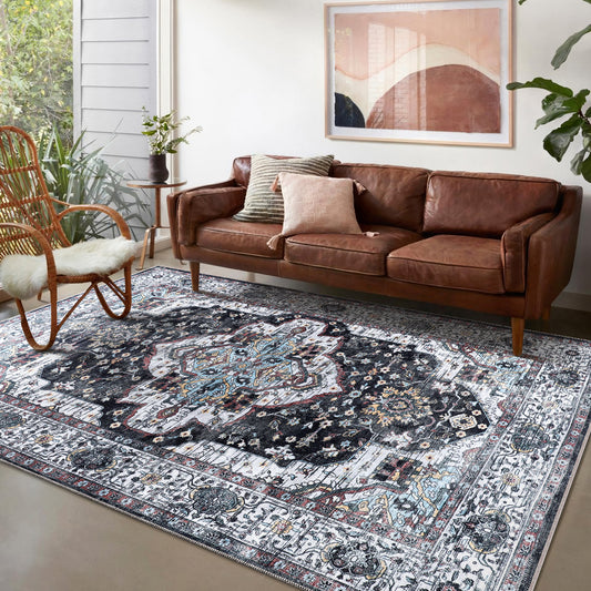 RW1003 washable chenille area rug in a modern living room