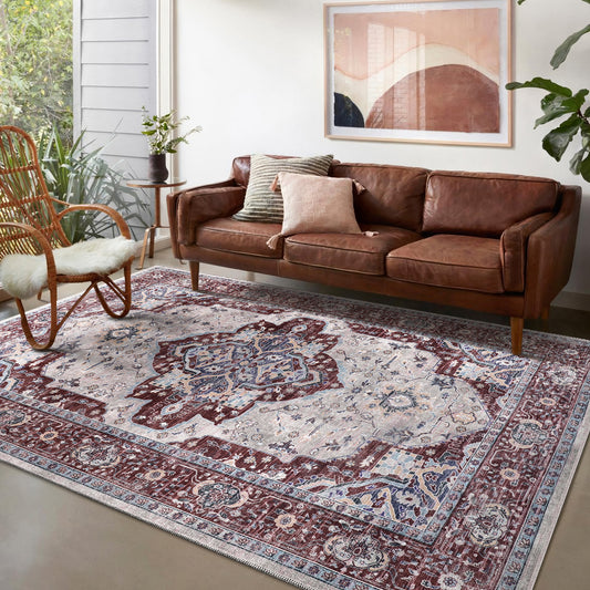 RW1008 washable chenille area rug in a modern living room