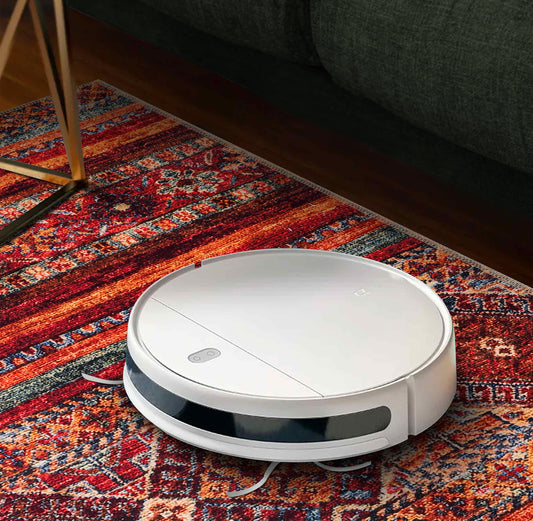 RW1322O washable chenille area rug, robot vacuum