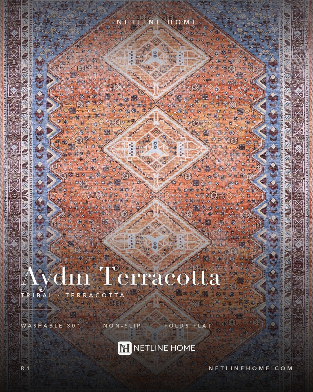 Crafted Heritage Terracotta Washable Rug — photo d’ambiance 2