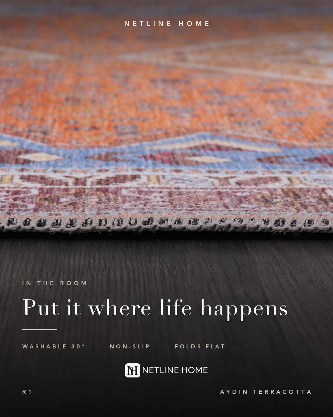 Crafted Heritage Terracotta Washable Rug — photo d’ambiance 4