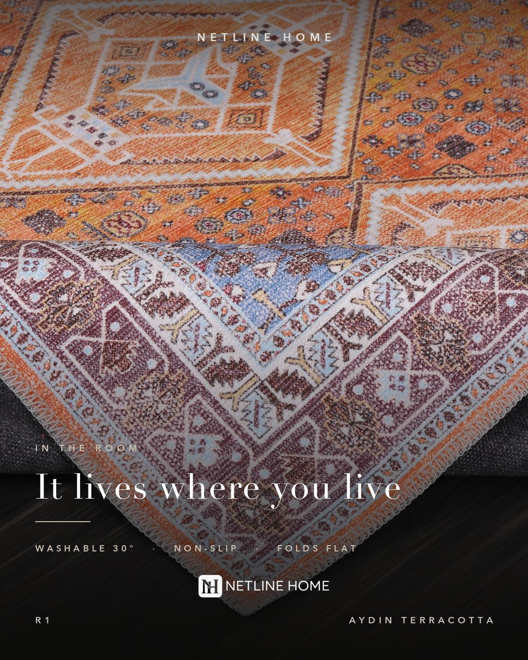 Crafted Heritage Terracotta Washable Rug — photo d’ambiance 3