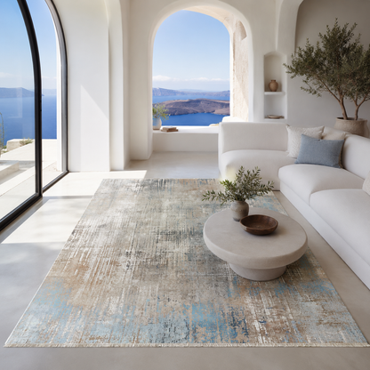 Oblique Pewter Modern Washable Rug