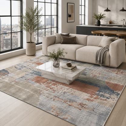 Teppich Mosaik Marineblau Geometrisch Waschbar