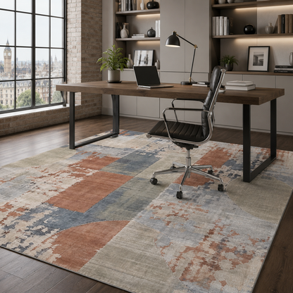 Teppich Mosaik Marineblau Geometrisch Waschbar