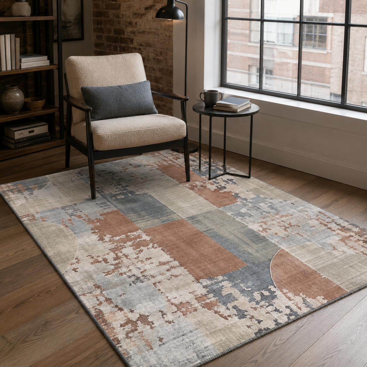 Teppich Mosaik Marineblau Geometrisch Waschbar