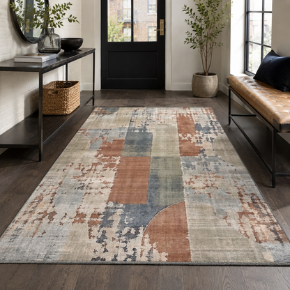 Teppich Mosaik Marineblau Geometrisch Waschbar
