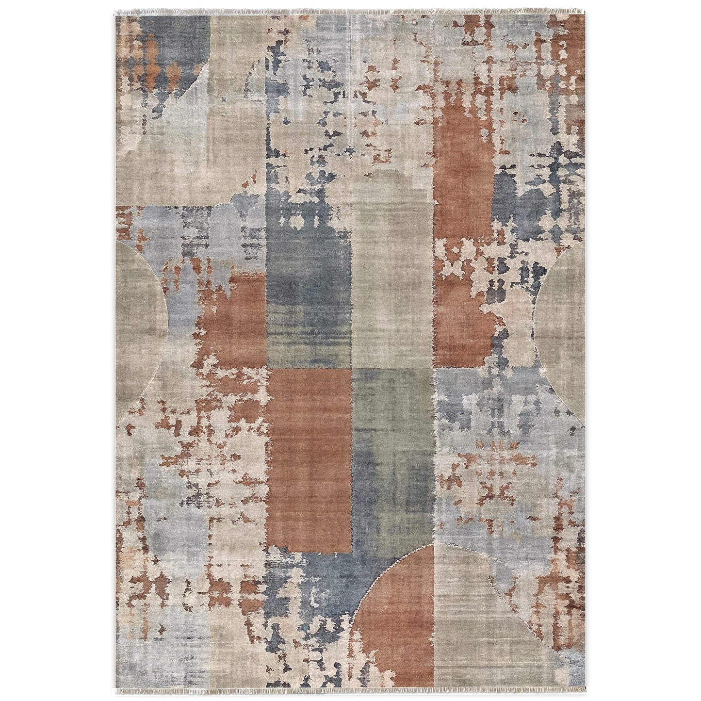 Teppich Mosaik Marineblau Geometrisch Waschbar