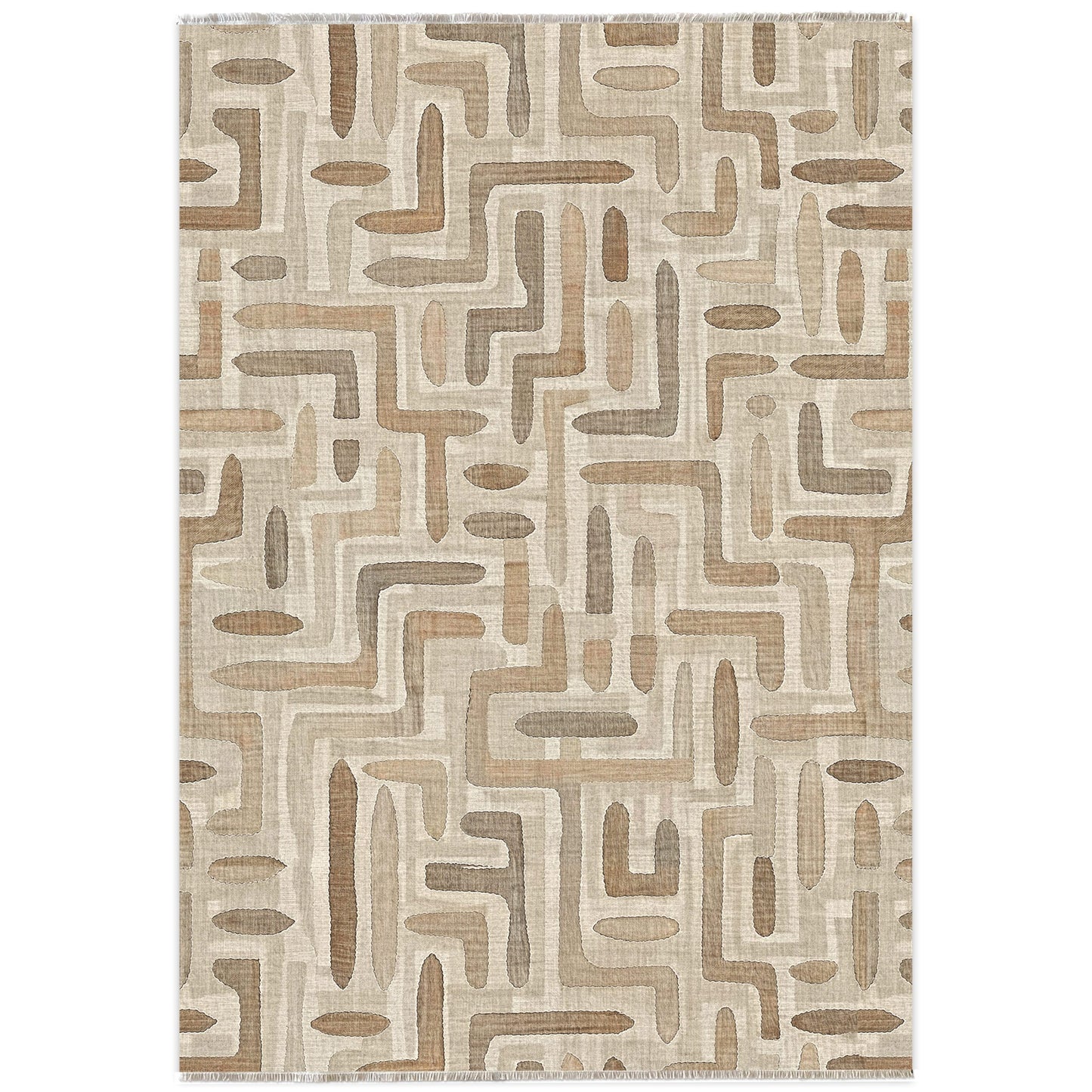 Vertexa Taupe Geometric Washable Rug