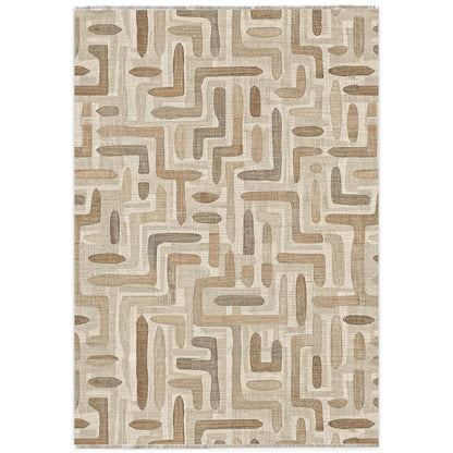 Vertexa Taupe Geometric Washable Rug
