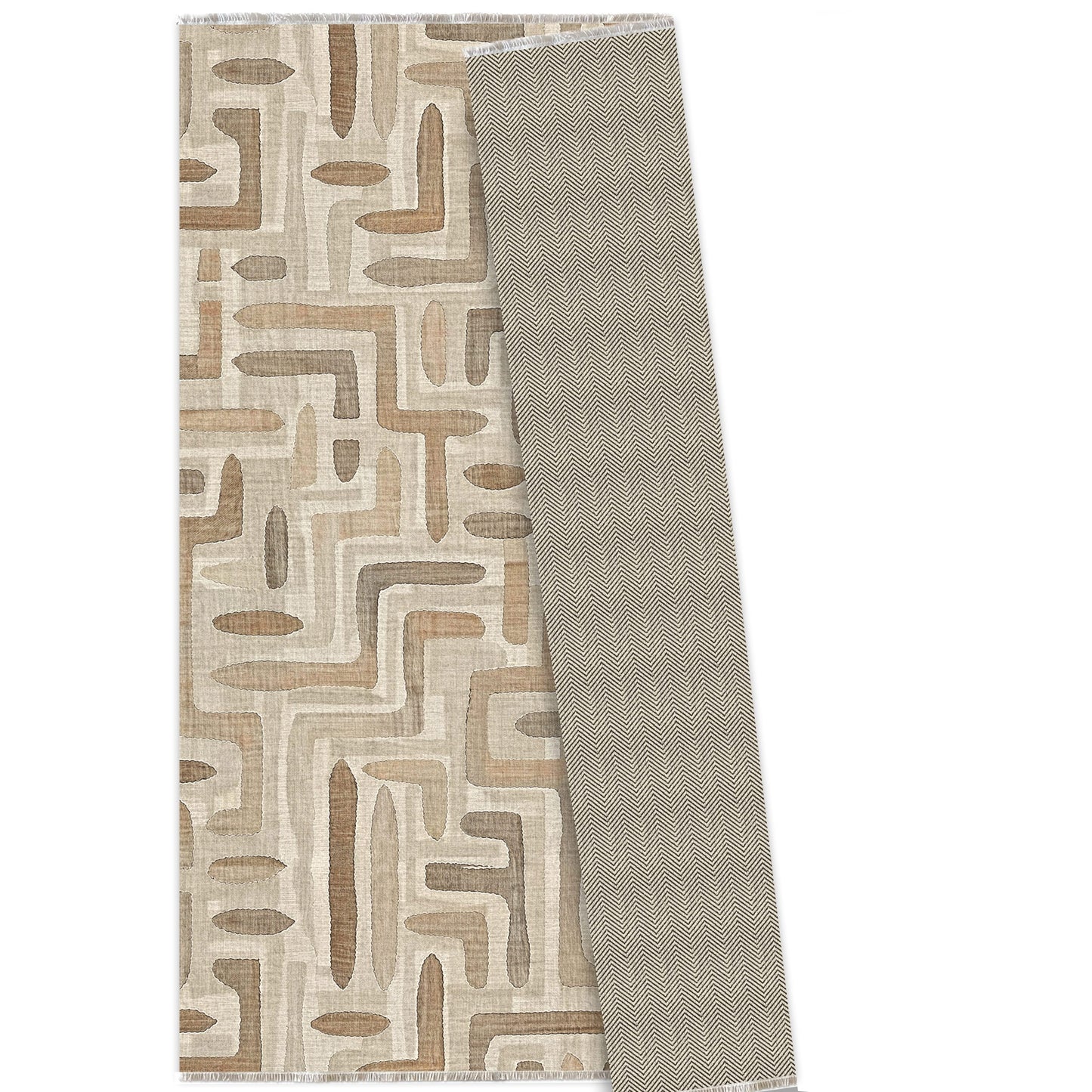 Vertexa Taupe Geometric Washable Rug