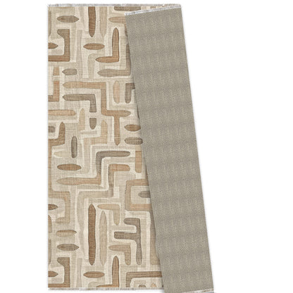 Vertexa Taupe Geometric Washable Rug