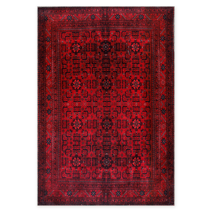 Fethiye Crimson Tribal Waschbarer Teppich