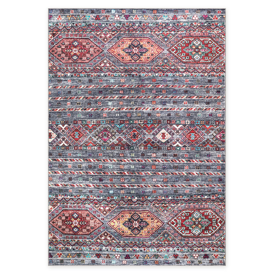 Loomed Geometry Soft Grey Heritage Washable Rug