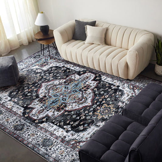 RW1003 washable chenille area rug in a modern living room