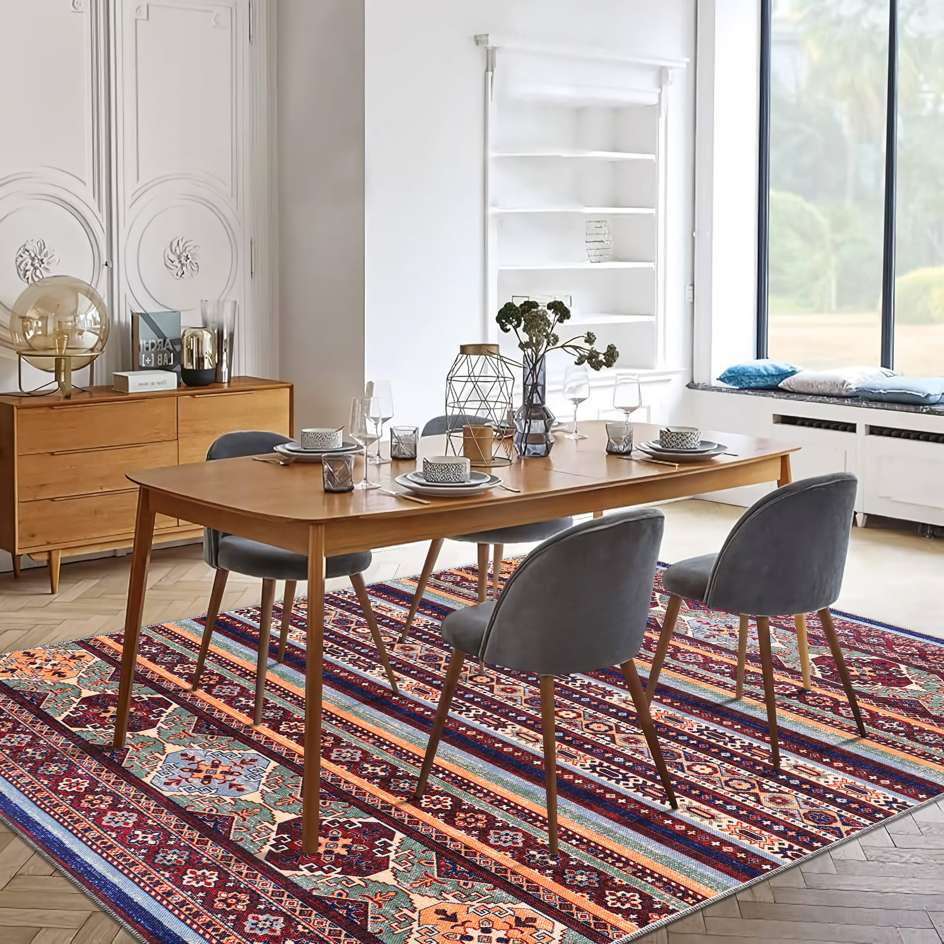 RW1004 washable area rug in a modern dining room