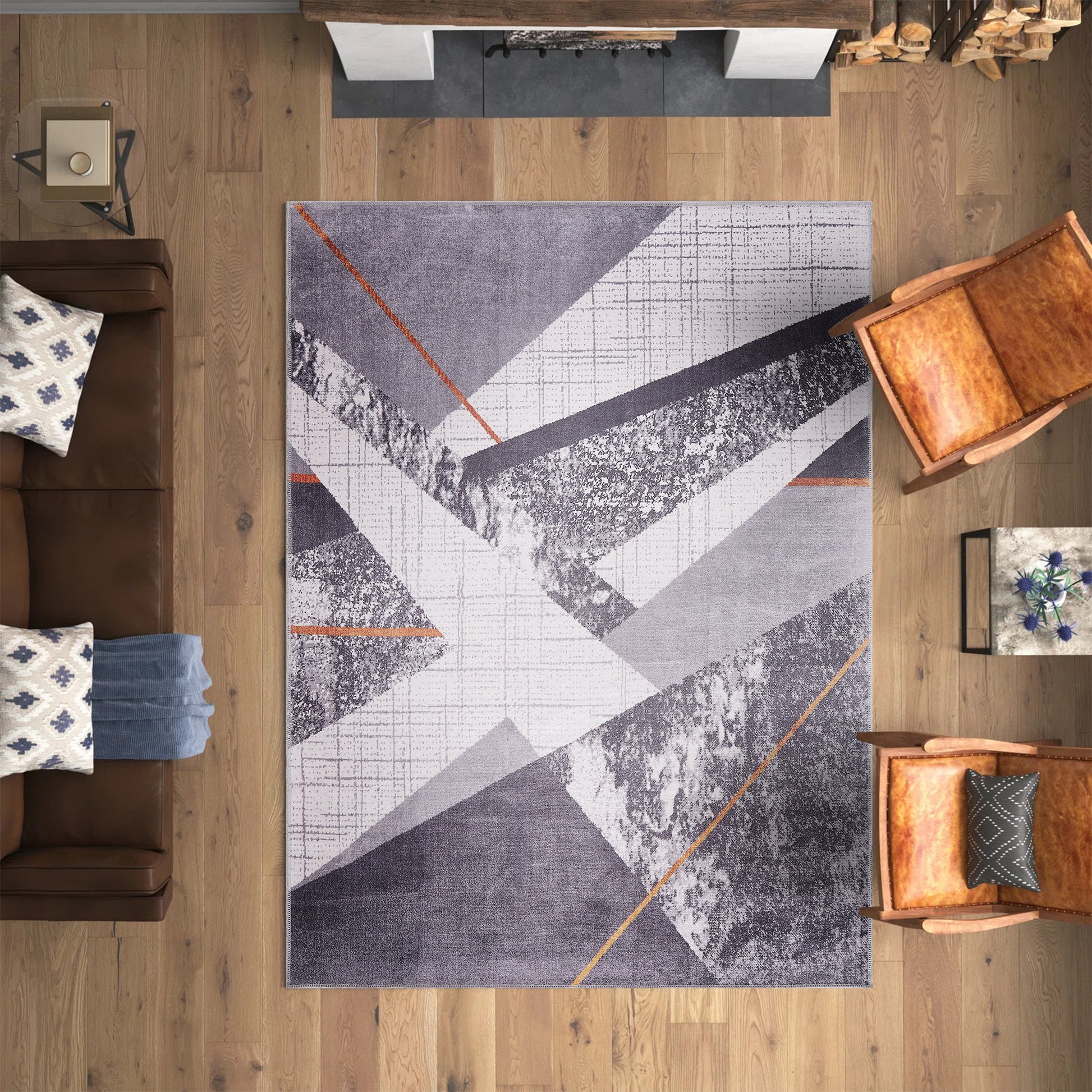 RW1005 washable chenille area rug viewed from above