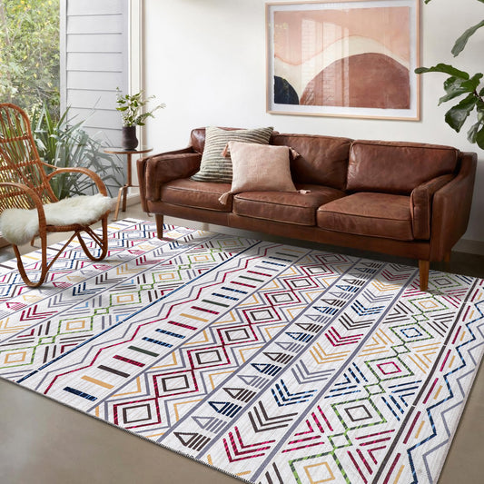RW1005A washable chenille area rug in a modern living room