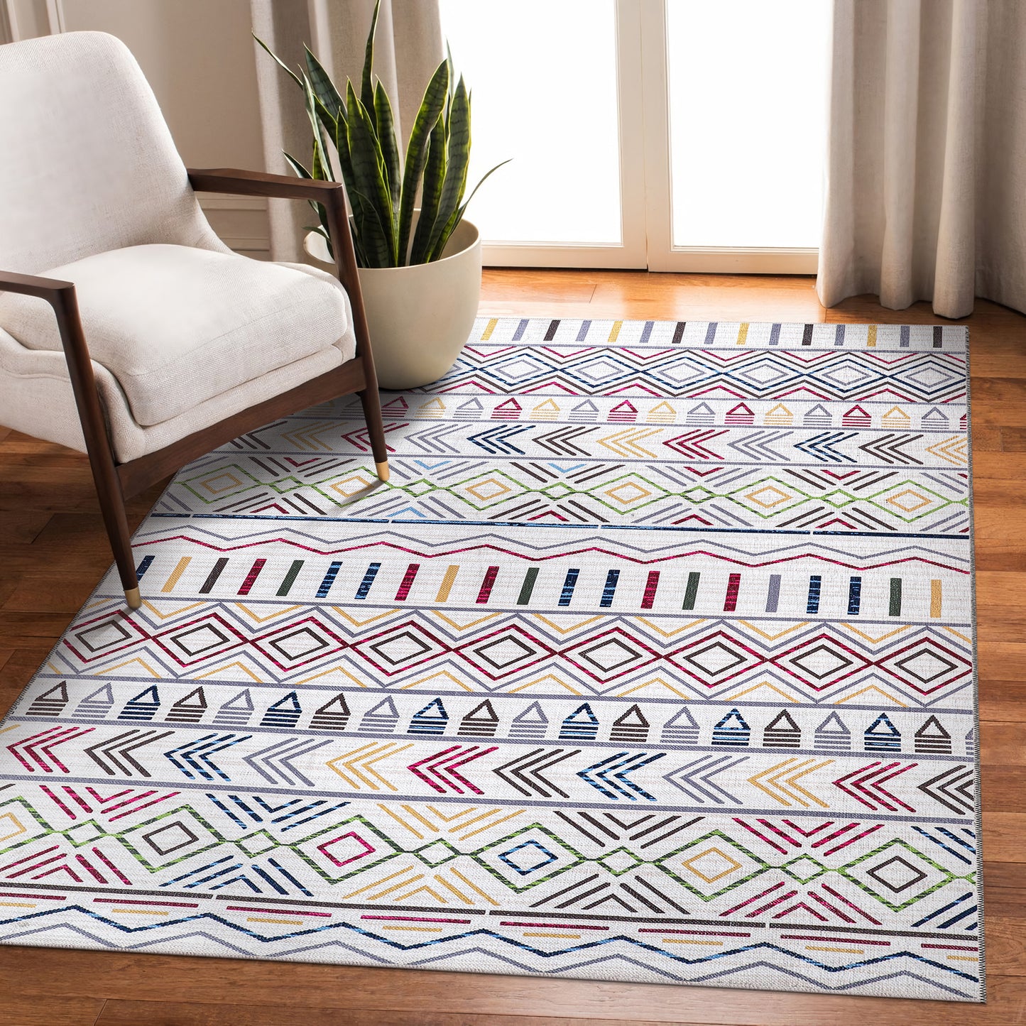 RW1005A washable chenille area rug in a modern living room