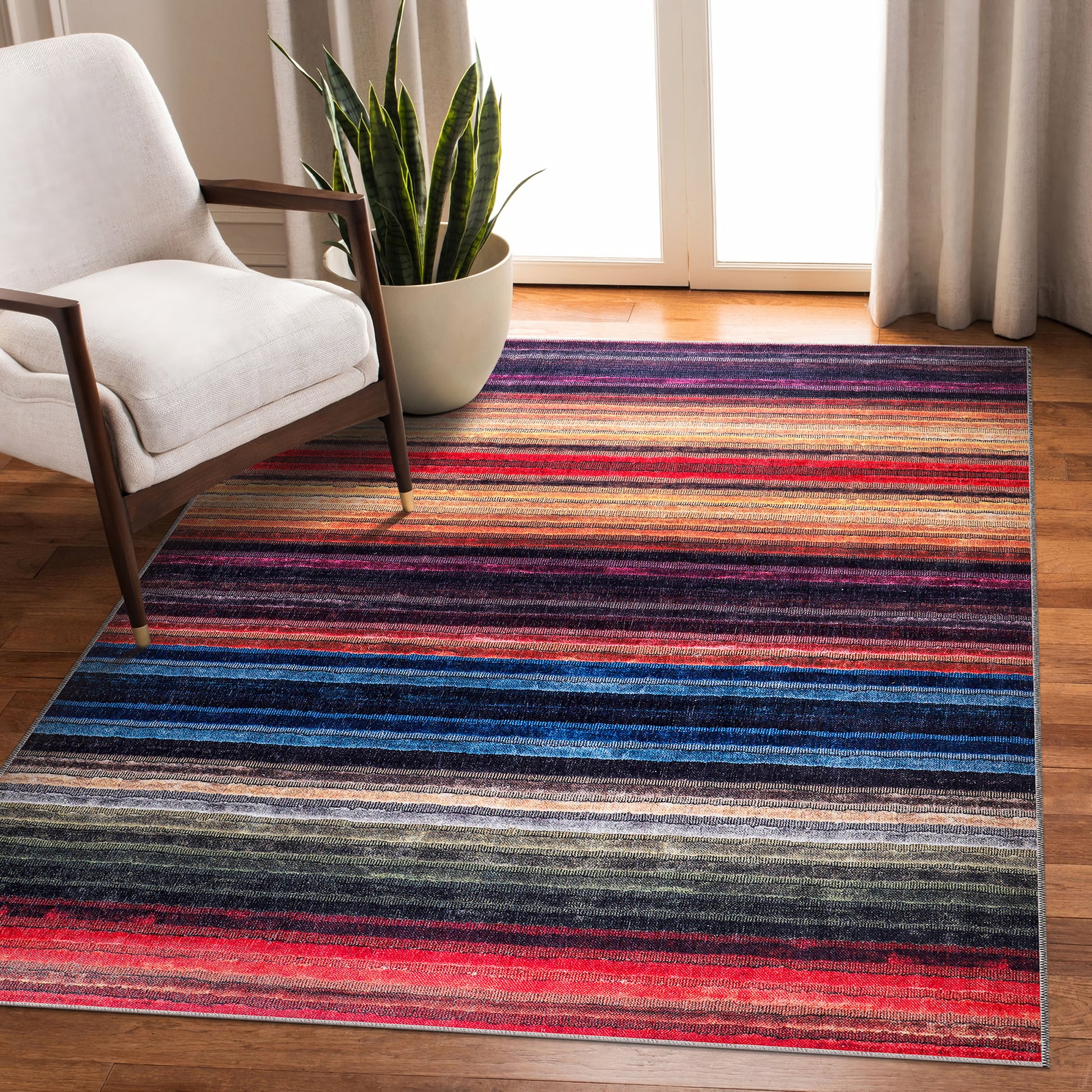 RW1006 washable chenille area rug in a modern living room