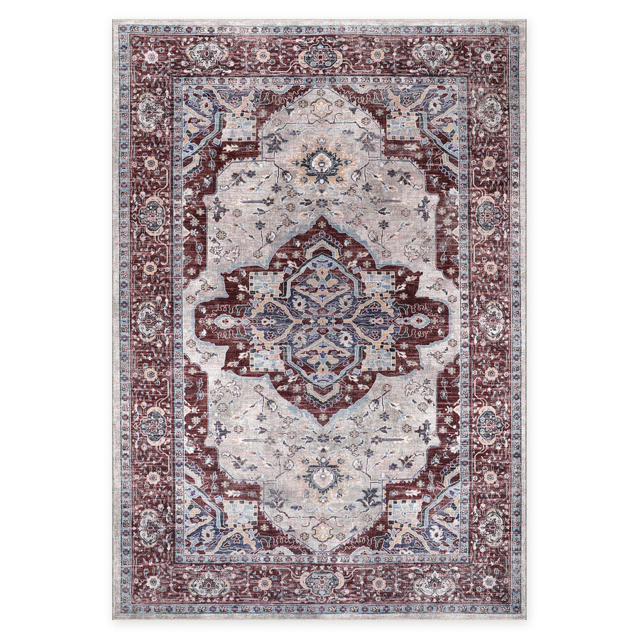 Georgian Patina Deep Red Vintage Washable Rug