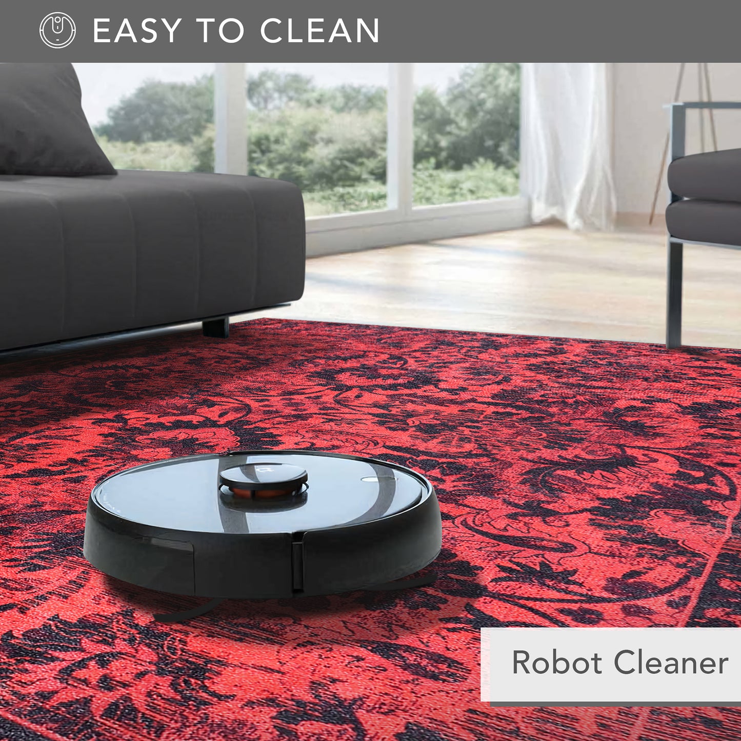 RW1010 washable chenille area rug viewed from above