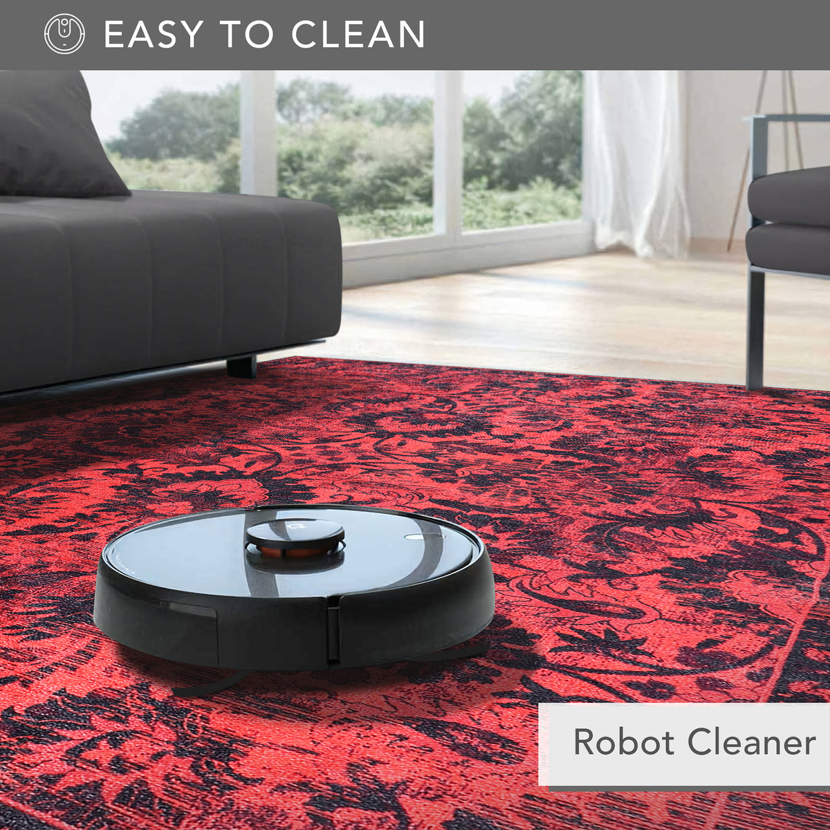 RW1010 washable chenille area rug viewed from above