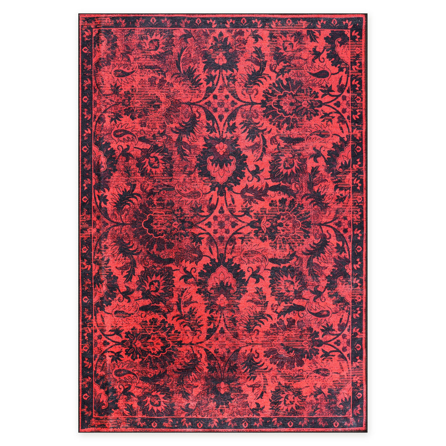 Georgian Octagons Deep Red Heritage Washable Rug