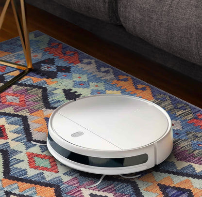 RW1314 washable chenille area rug, robot vacuum