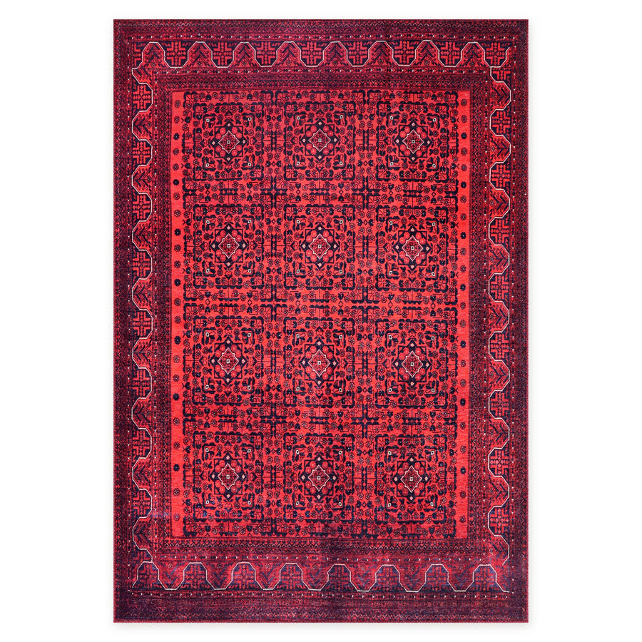 Ember Heritage Deep Red Washable Rug