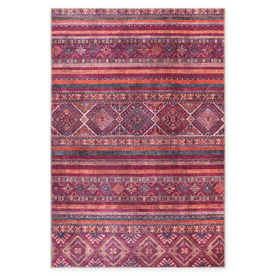 Essaouira Granat Boho waschbarer Teppich