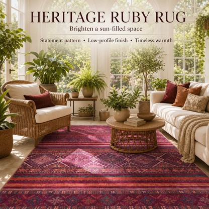 RW1322B washable chenille area rug, room scene