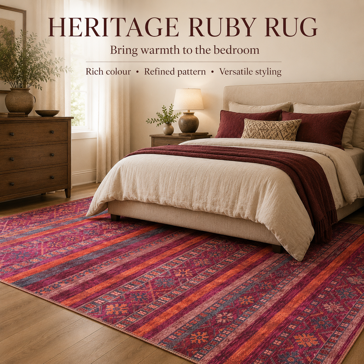 RW1322B washable chenille area rug, room scene