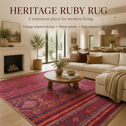 RW1322B washable chenille area rug, room scene
