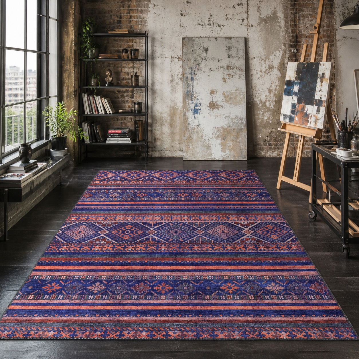 RW1322M washable chenille area rug, room scene
