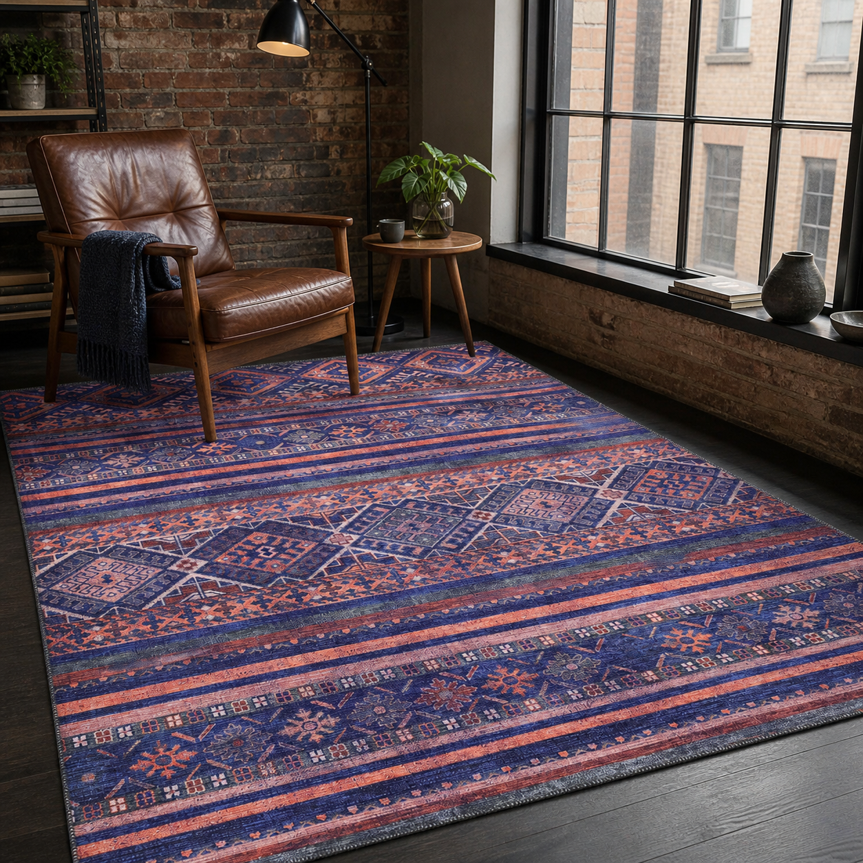 RW1322M washable chenille area rug, room scene