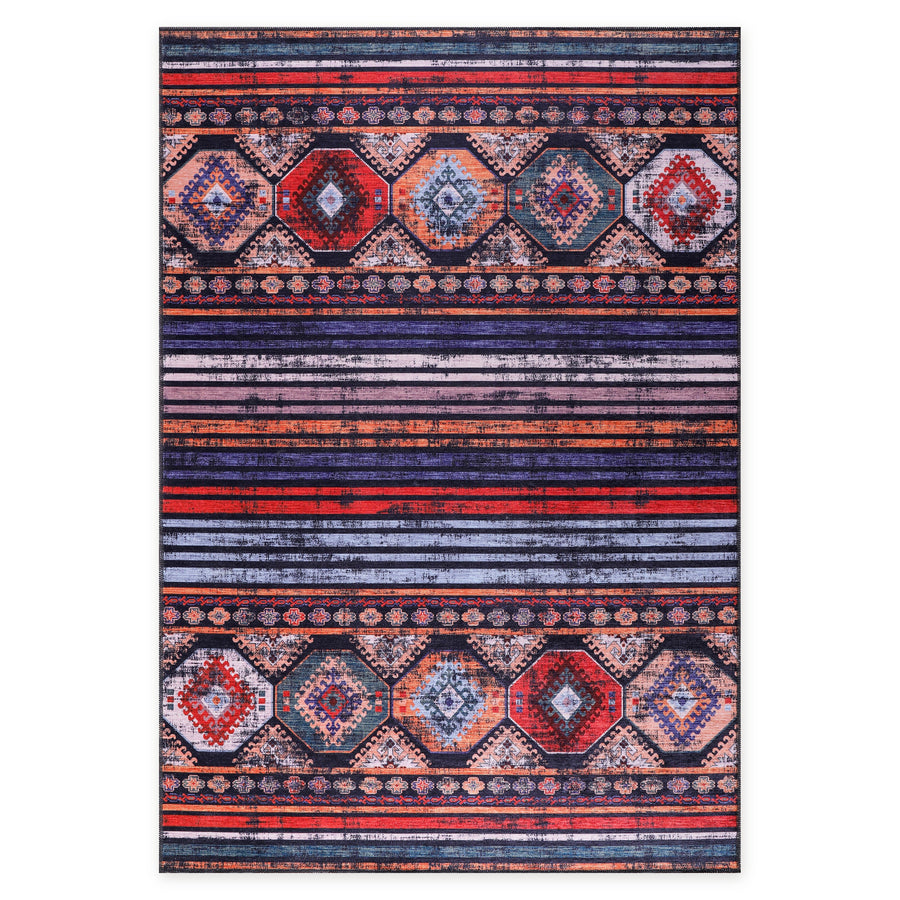 Goa Crimson Boho Waschbarer Teppich