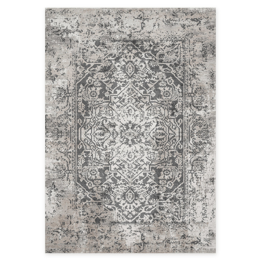 Radiant Stripes Soft Grey Abstract Washable Rug