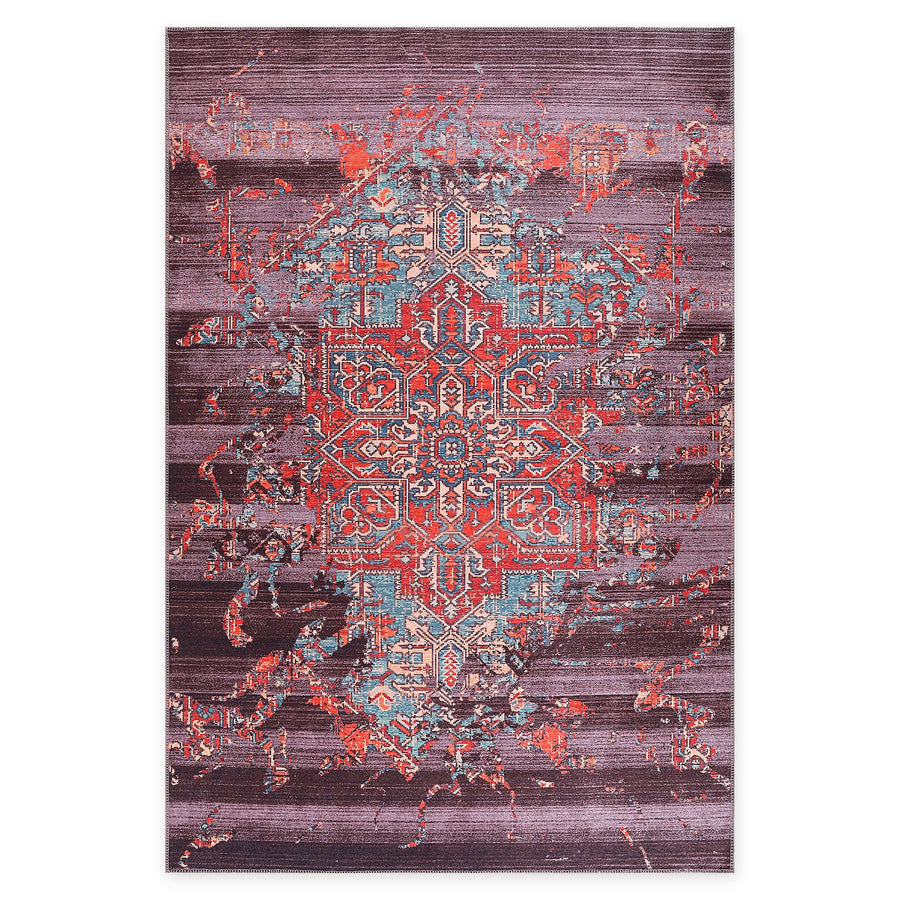 Timeworn Crimson Vintage Waschbarer Teppich