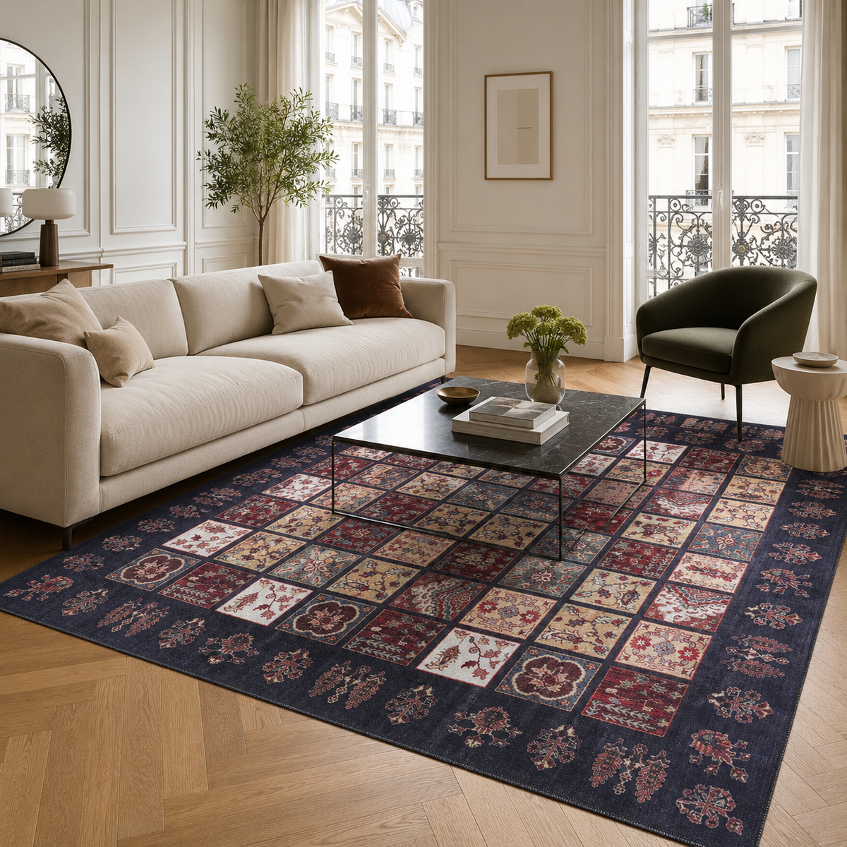 Crafted Heritage Burgundy Washable Rug — room photo 10