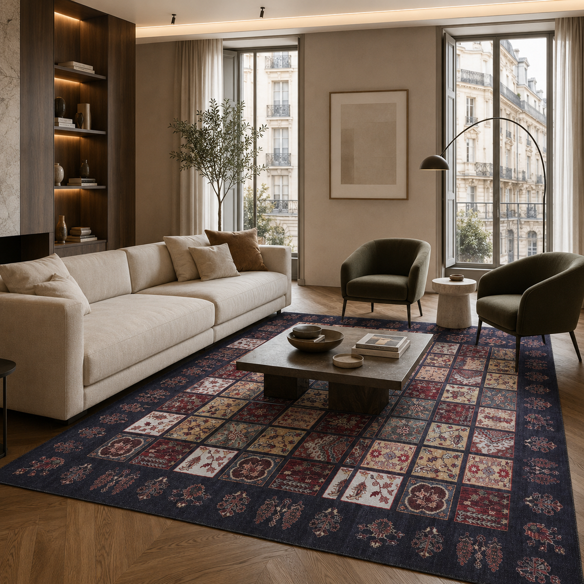 Crafted Heritage Burgundy Washable Rug — room photo 2