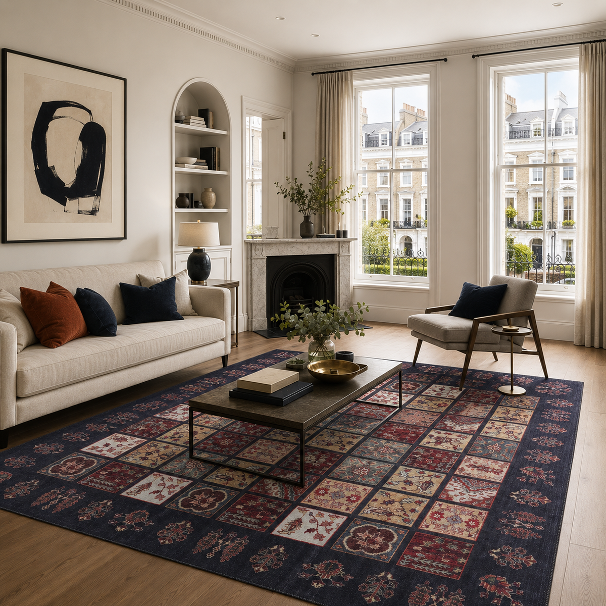 Crafted Heritage Burgundy Washable Rug — room photo 8