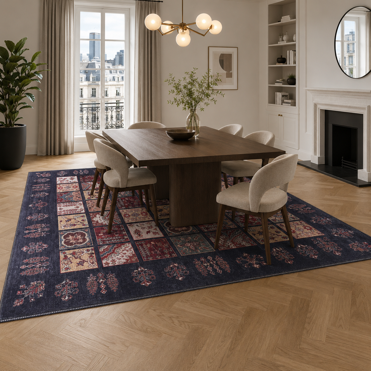 Crafted Heritage Burgundy Washable Rug — room photo 9