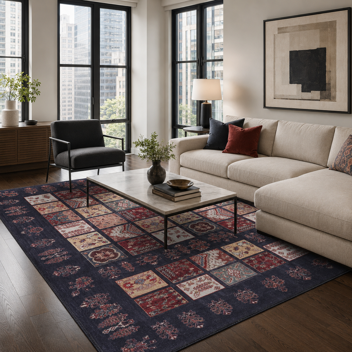 Crafted Heritage Burgundy Washable Rug — room photo 13