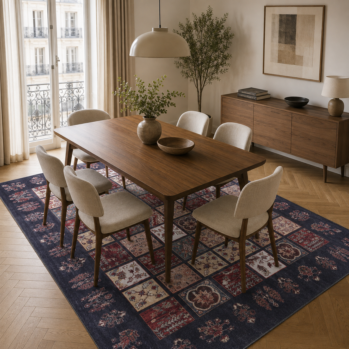 Crafted Heritage Burgundy Washable Rug — room photo 16