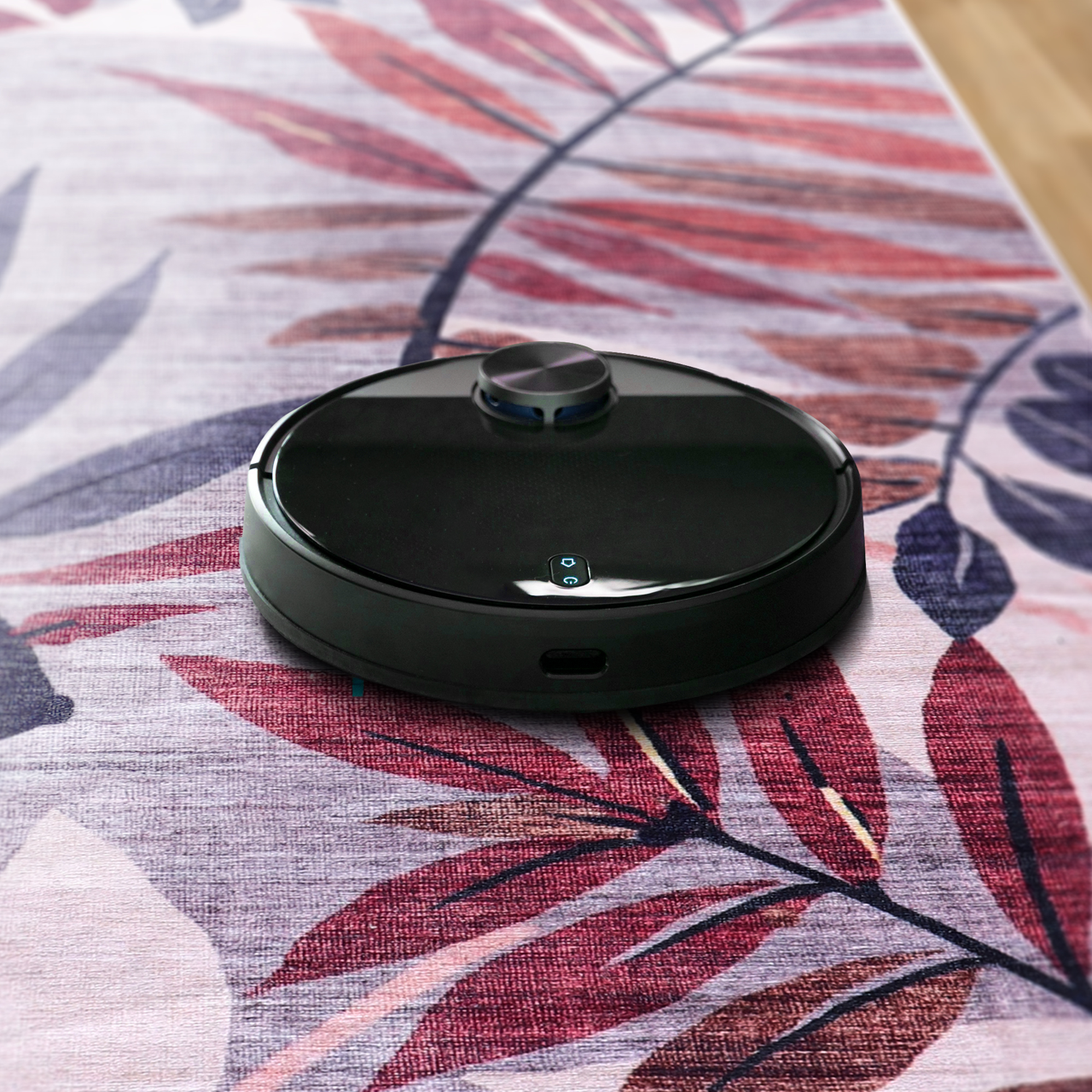 RW3001 washable chenille area rug, robot vacuum