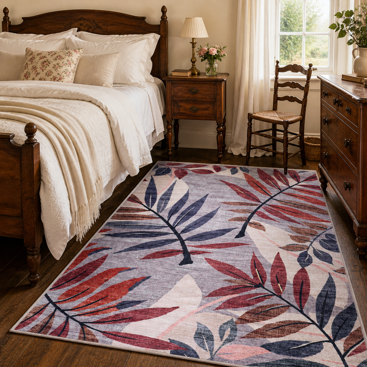 Premier Floral Soft White Washable Rug — foto ambientata 20