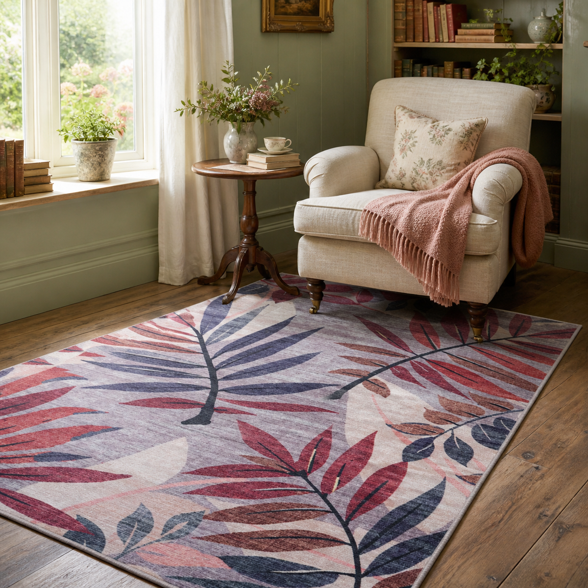 Premier Floral Soft White Washable Rug — foto ambientata 15