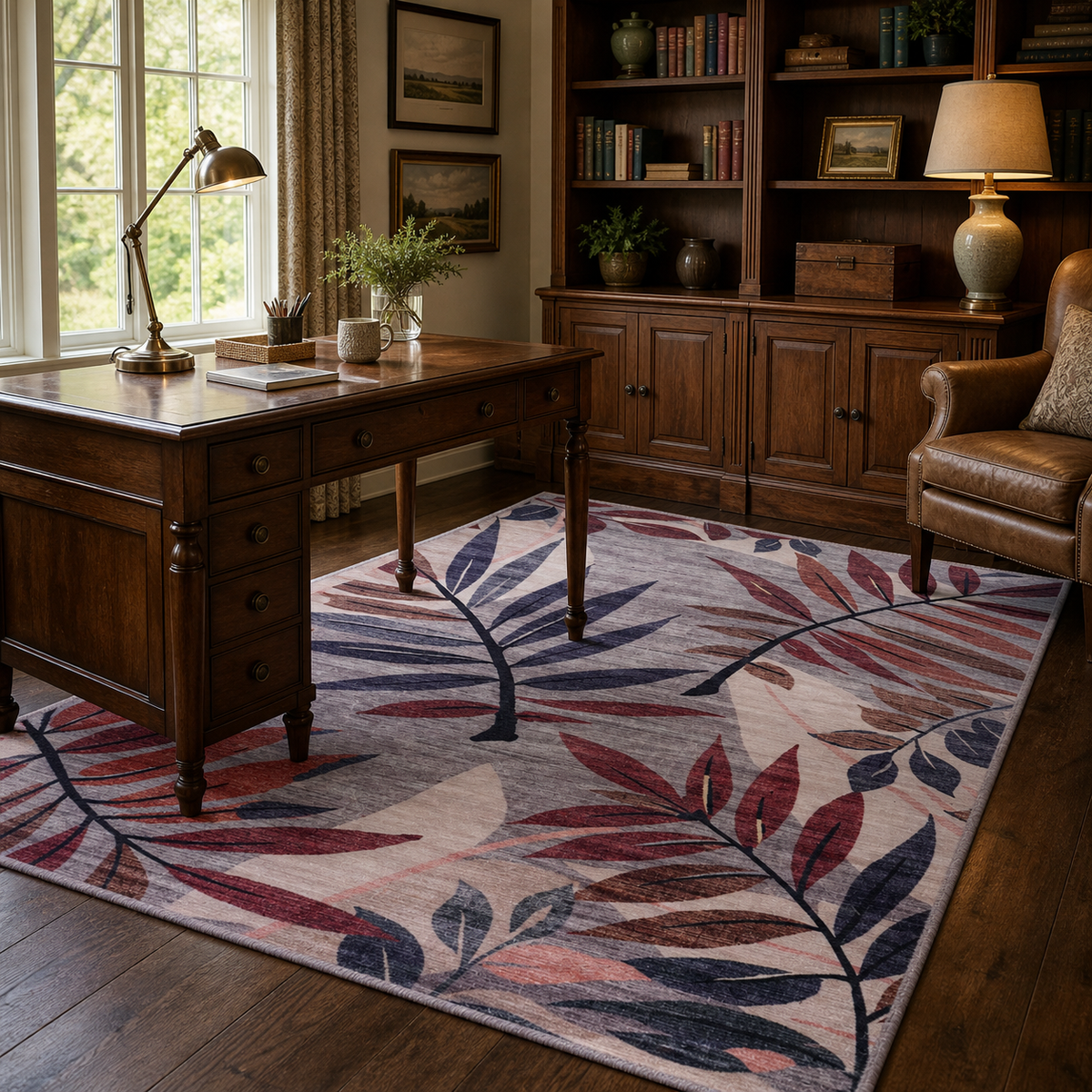 Premier Floral Soft White Washable Rug — foto ambientata 21