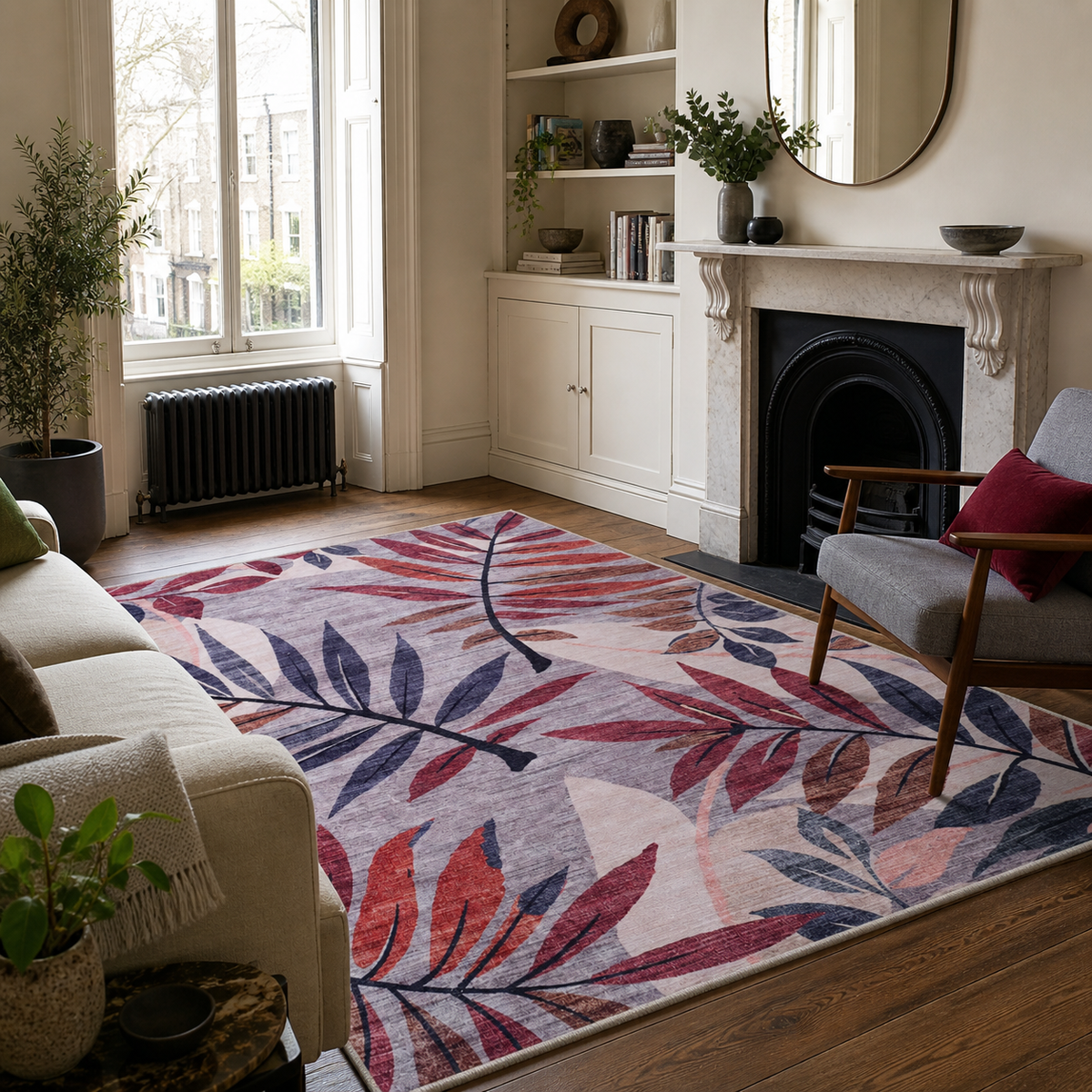 Premier Floral Soft White Washable Rug — foto ambientata 8